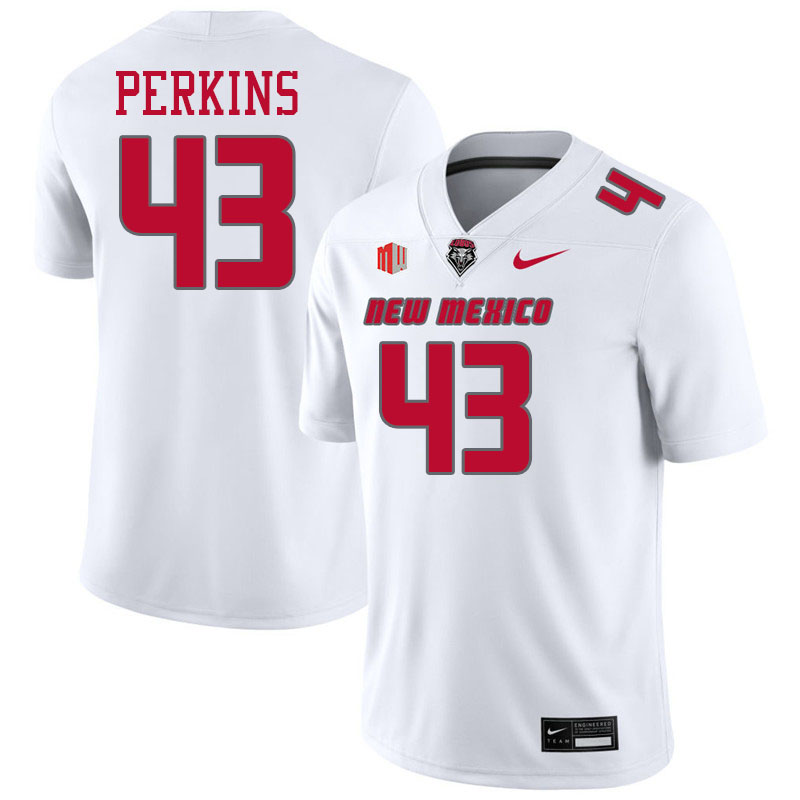 New Mexico Lobos #43 Don Perkins College Football Jerseys,Uniforms-White